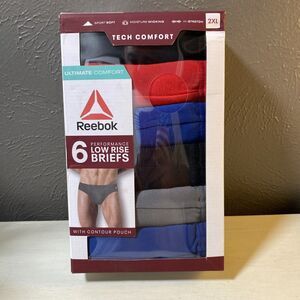 6 Pack of Reebok 2XL Tech Ultimate Comfort Performance Low Rise Briefs Underwear